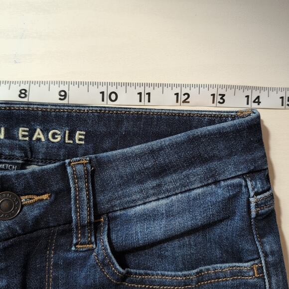 American Eagle Womens 6 Hi Rise Jegging Jeans Blue Dark Wash Stretch Next Level - Picture 6 of 16